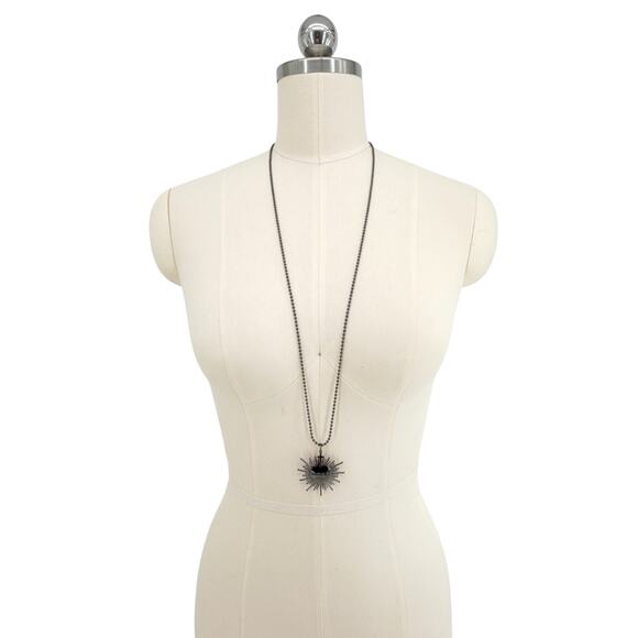 VIRGINS SAINTS & ANGELS VSA Sacred Flame Charm Necklace Gunmetal 34" Ball Chain - Picture 5 of 10